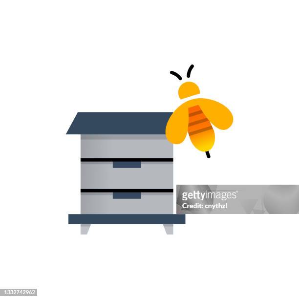 stockillustraties, clipart, cartoons en iconen met beekeeping flat icon. flat design vector illustration - honey bee