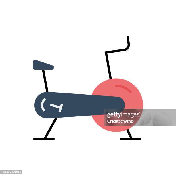 exercise bike flat icon. flat design vector illustration - spin bike stock illustrations
