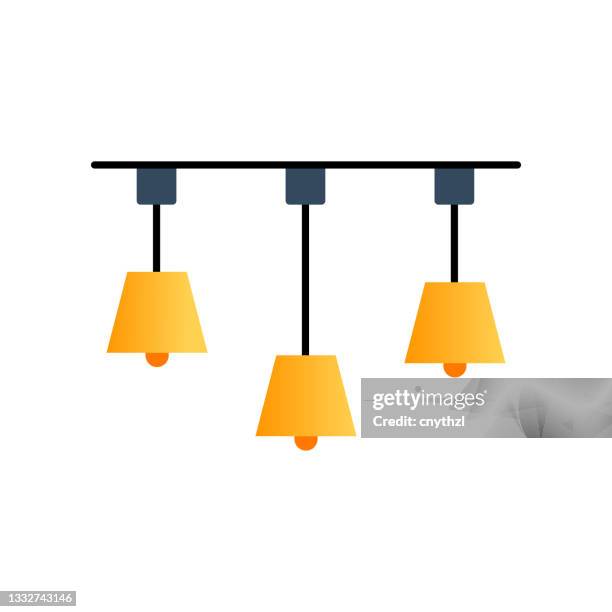 chandlier flat icon. flat design vector illustration - empty dining table stock illustrations