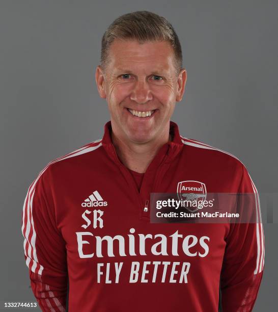 Arsenal 1st team coach Steve Round at London Colney on August 06, 2021 in St Albans, England.