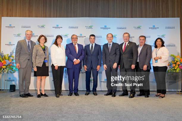 Norwegian Cruise Line’s Great Cruise Comeback Press Panel took place on August 06, 2021 in Seattle, Washington. Chief Cruise Line executives,...