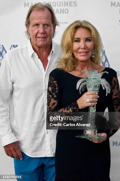 Norma Duval and her husband Matthias Kuhn attend 'Mallorquines de Verano' award at the Valparaiso Hotel on August 06, 2021 in Palma de Mallorca,...