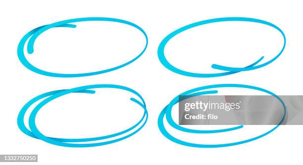 blue circles highlight editing drawing marking design elements - highlighter pen stock illustrations