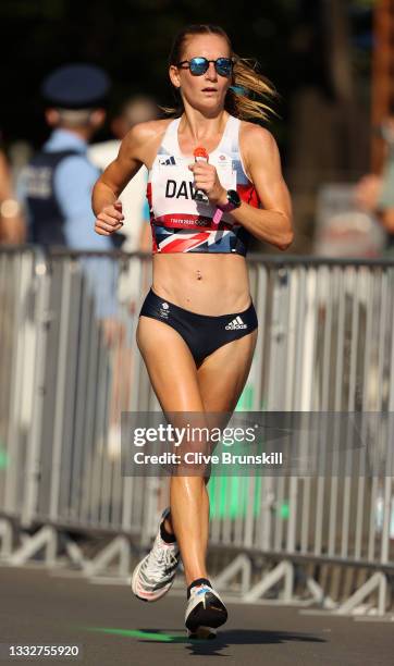 Stephanie Davis of Team Great Britain competes in the Women's Marathon Final on day fifteen of the Tokyo 2020 Olympic Games at Sapporo Odori Park on...