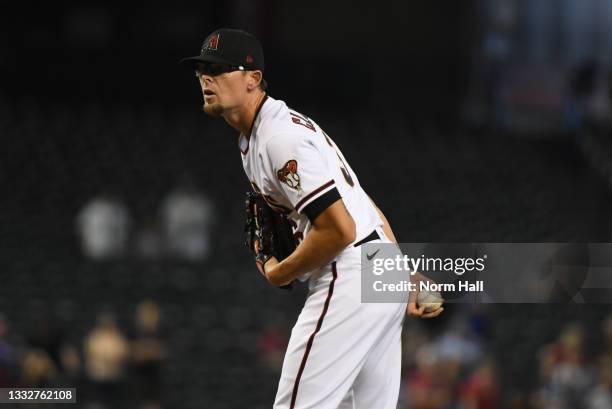 Tyler Clippard of the Arizona Diamondbacks delivers a pitch against the San Francisco Giants at Chase Field on August 05, 2021 in Phoenix, Arizona.