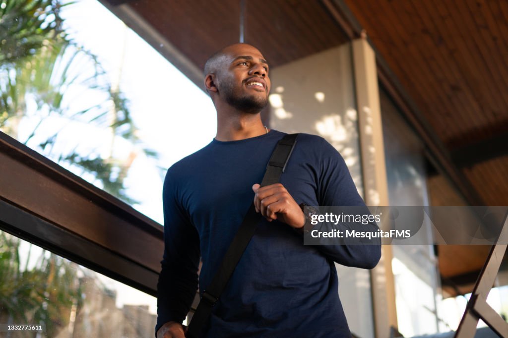 Bottom-up view of businessman