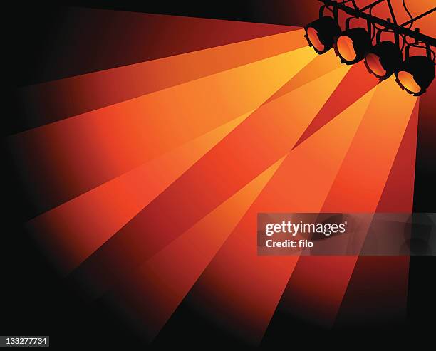 orange stage lights - spotlit stock illustrations