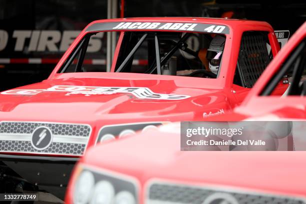 Jacob Able prepares to race during the free practice session of the Music City Grand Prix at Nissan Stadium on August 06, 2021 in Nashville,...
