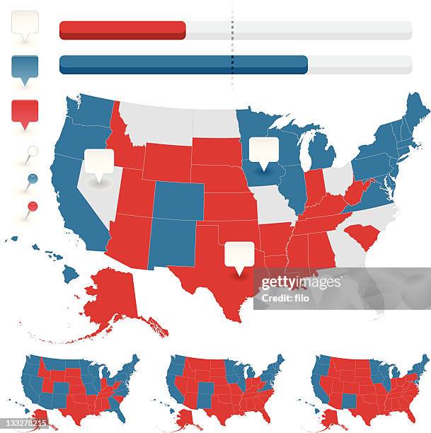 united states electoral college map - presidential election map stock illustrations