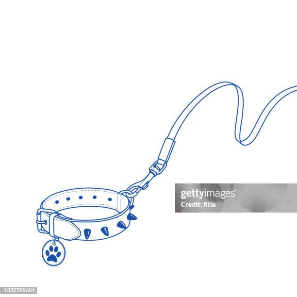 ilustraciones, imágenes clip art, dibujos animados e iconos de stock de vector illustartion of dog leash with dog collar. - correa accesorio personal