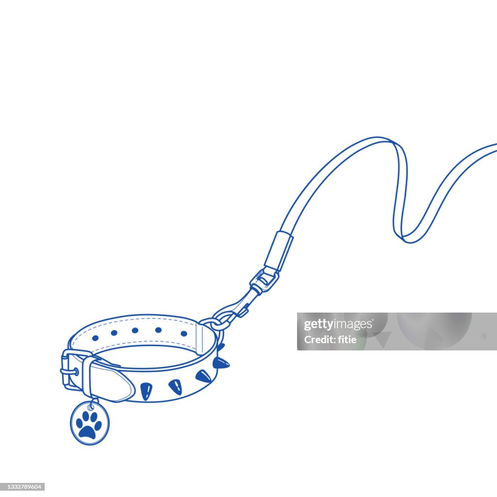 Vector illustartion of Dog Leash with Dog Collar.