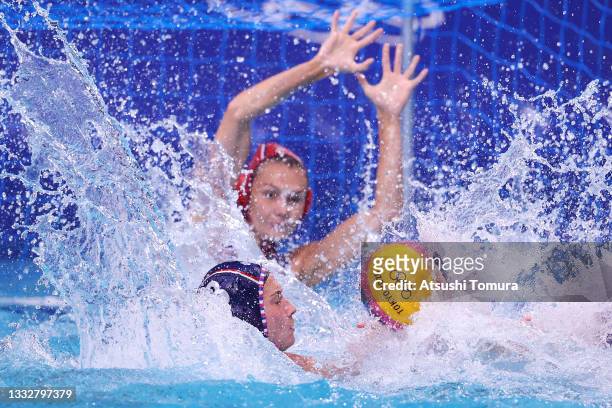 Ekaterina Prokofyeva of Team ROC in action during the Women’s Bronze Medal match between Hungary and Team ROC on day fifteen of the Tokyo 2020...
