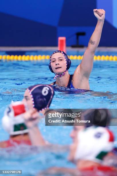 Ekaterina Prokofyeva of Team ROC celebrates during the Women’s Bronze Medal match between Hungary and Team ROC on day fifteen of the Tokyo 2020...