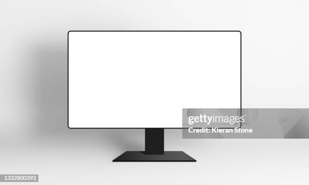 blank curved edge computer monitor white - pantalla ordenador fotografías e imágenes de stock