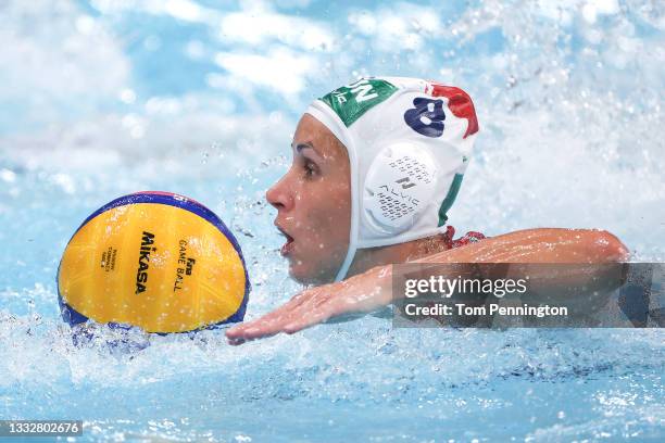 Rita Keszthelyi of Team Hungary on attack during the Women’s Bronze Medal match between Hungary and Team ROC on day fifteen of the Tokyo 2020 Olympic...