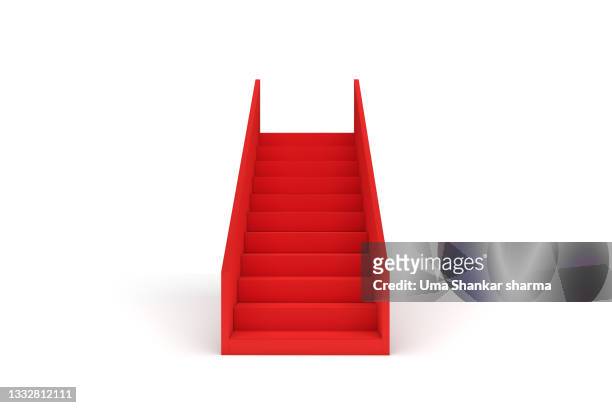 computer generated image of red staircase infront of a white background. - honors gala stock-fotos und bilder