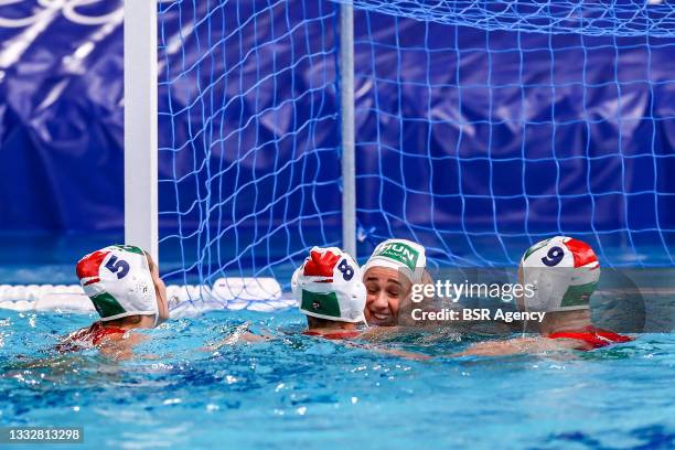 Gabriella Szucs of Hungary, Rita Keszthelyi Nagy of Hungary, Alda Magyari of Hungary, Dora Leimeter of Team Team Hungary during the Tokyo 2020...