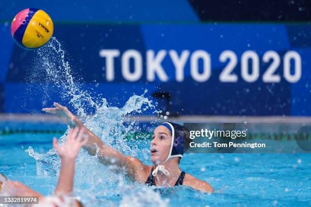 Rachel Fattal of Team United States on attack during the Women's Gold Medal match between Spain and the United States on day fifteen of the Tokyo...