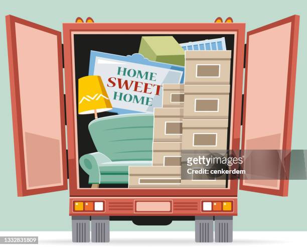 moving home - pick up truck back stock illustrations