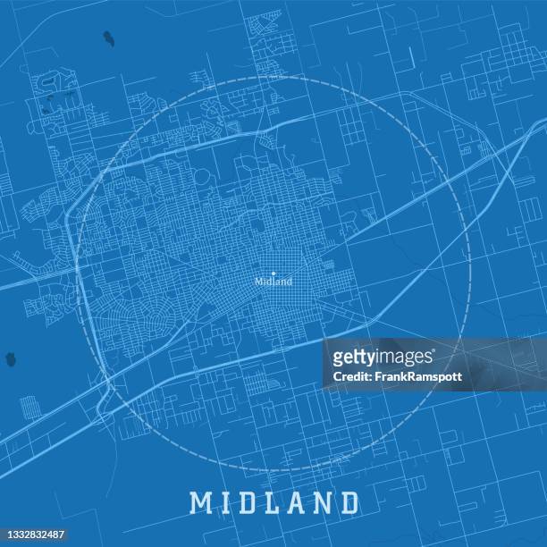 ilustraciones, imágenes clip art, dibujos animados e iconos de stock de midland tx city vector road map texto azul - midland