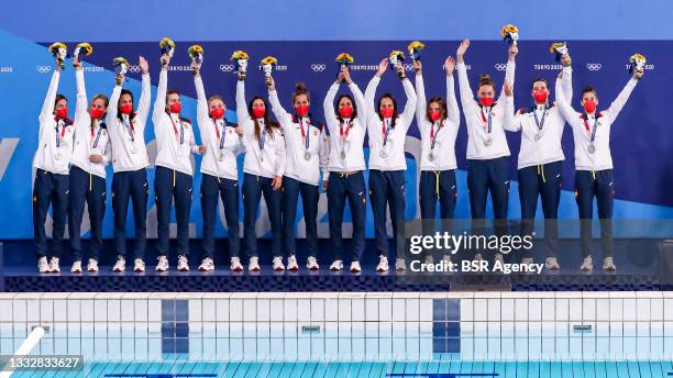 Team Spain with Laura Ester of Spain, Marta Bach of Spain, Anni Espar of Spain, Bea Ortiz of Spain, Elena Ruiz of Spain, Irene Gonzalez of Spain,...