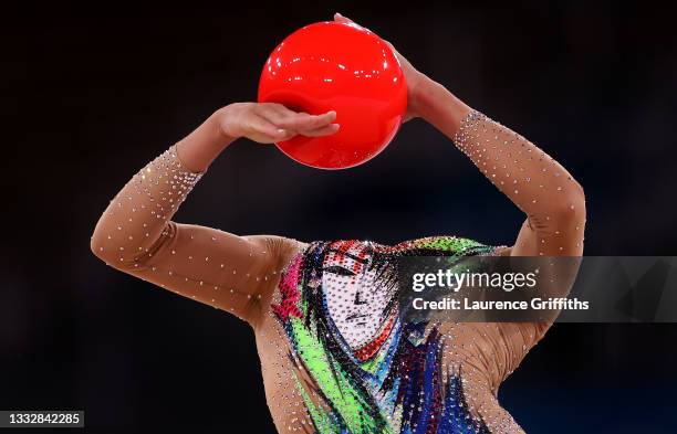 Linoy Ashram of Team Israel competes during the Individual All-Around Final on day fifteen of the Tokyo 2020 Olympic Games at Ariake Gymnastics...