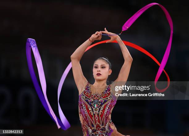 Milena Baldassarri of Team Italy competes during the Individual All-Around Fina on day fifteen of the Tokyo 2020 Olympic Games at Ariake Gymnastics...
