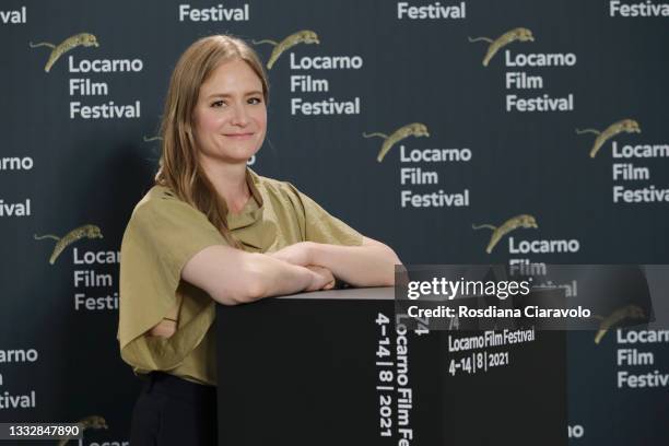 Julia Jentsch attends a photocall during the 74th Locarno Film Festival on August 07, 2021 in Locarno, Switzerland.