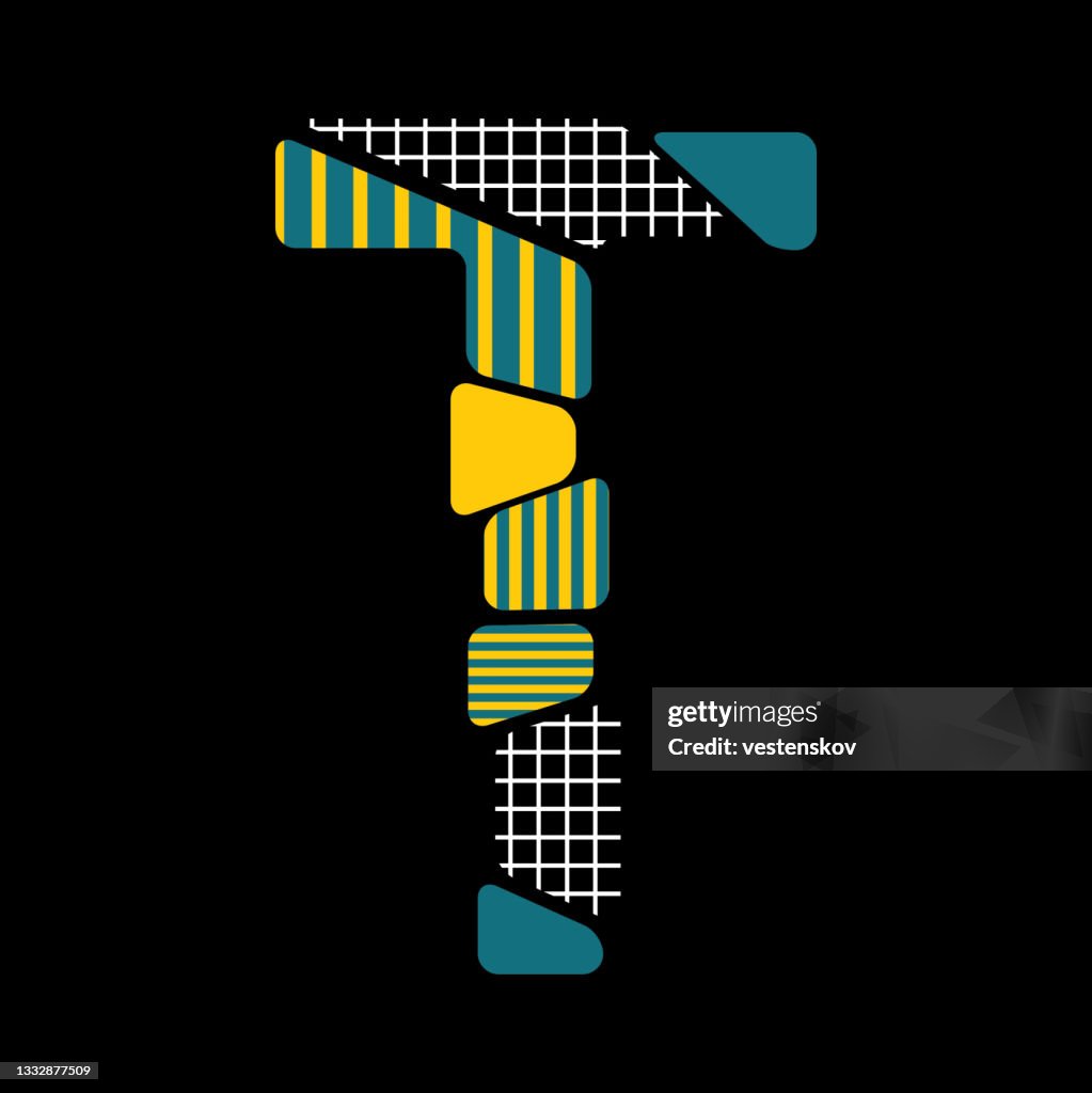 Modern patterned cracked style alphabets vector illustration