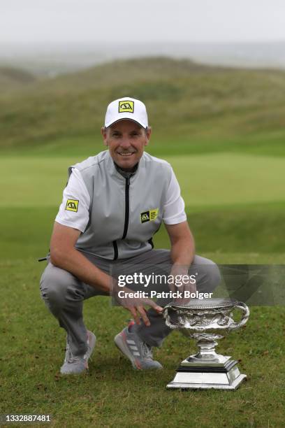 David Higgins from Waterville Golf Links, winner of the Irish PGA Championship at Carne Golf Links on August 07, 2021 in Belmullet, Ireland.