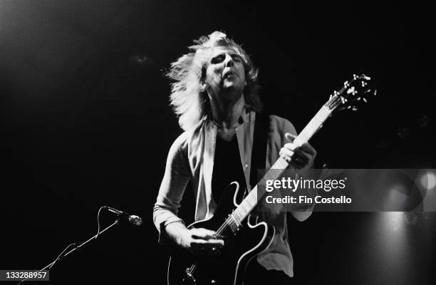 21st SEPTEMBER: Alex Lifeson from Canadian rock group Rush performs live on stage at Bingley Hall in Staffordshire, England on 21st September 1979.