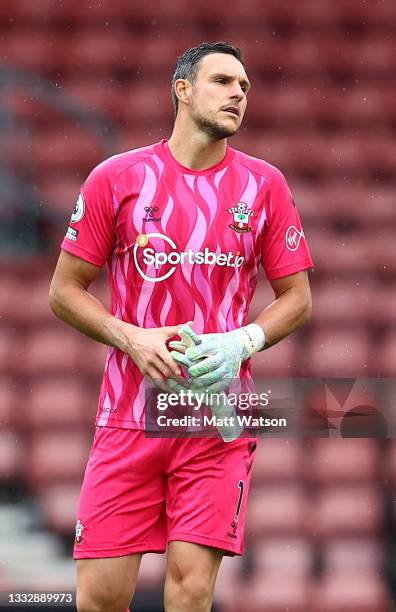 Alex McCarthy of Southampton during the pre season friendly match between Southampton FC and Athletic Club at St Mary's Stadium on August 07, 2021 in...