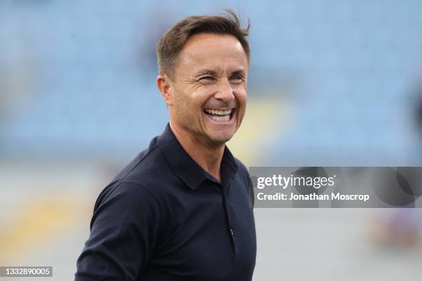 Dennis Wise of Como 1907 looks on during the Coppa Italia Preliminary round match between Como 1907 and US Catanzaro at Silvio Piola Stadium on...