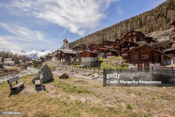the traditional village of blatten in switzerland during summer - kanton wallis stock-fotos und bilder
