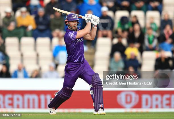 Chris Lynn of Northern Superchargers Men bats during The Hundred match between Southern Brave Men and Northern Superchargers Men at The Ageas Bowl on...