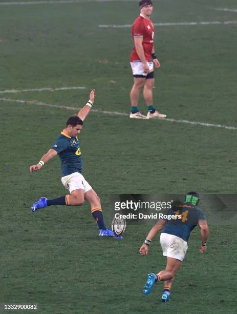 Morne Steyn of South Africa kicks the match winning penalty during the 3rd Test match between South Africa and British & Irish Lions at Cape Town...