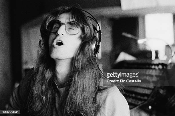 1st SEPTEMBER: Bass player Geddy Lee from Canadian progressive rock band Rush recording their album 'Permanent Waves' at Le Studio, Morin Heights,...