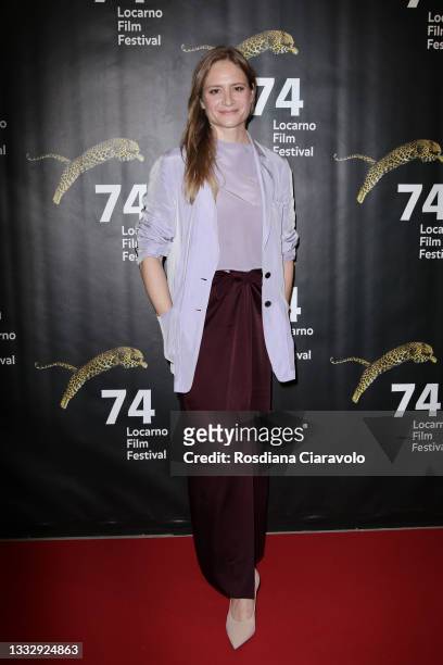 Julia Jentsch attends the red carpet during the 74th Locarno Film Festival on August 07, 2021 in Locarno, Switzerland.