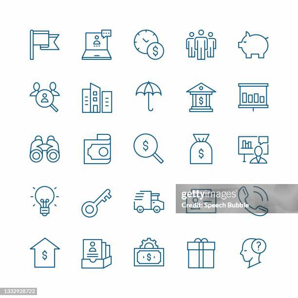 business editable stroke line icons. - financial planning stock illustrations