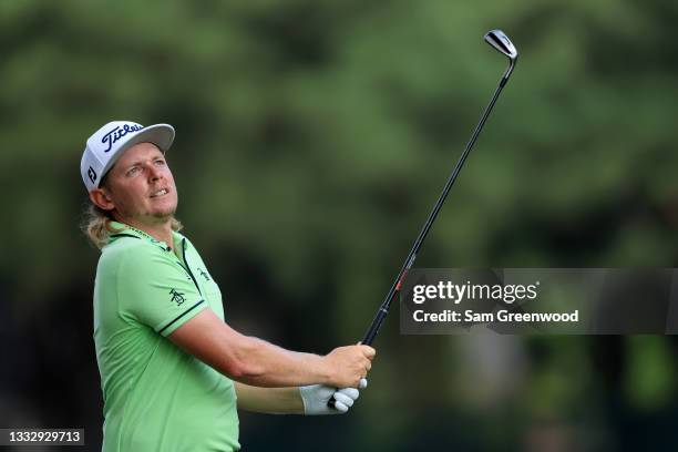 Cam Smith of Australia plays a shot on the 17th hole during the third round of the World Golf Championship-FedEx St Jude Invitational at TPC...