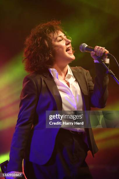 Lorraine McIntosh of Deacon Blue performs during Wickham Festival 2021 on August 07, 2021 in Wickham, England.