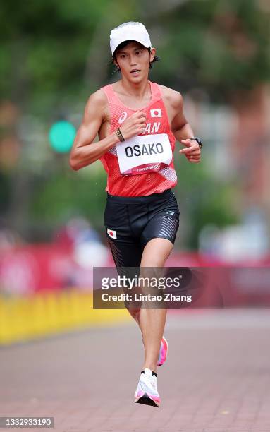 Suguru Osako of Team Japan competes in the Men's Marathon Final on day sixteen of the Tokyo 2020 Olympic Games at Sapporo Odori Park on August 08,...