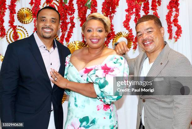 Celebrity Chef Huda , her fiancé Lamar Brown and comedian Red Grant arrive at Chef Huda's premiere screening of TLC Network's "Say Yes To The Dress"...