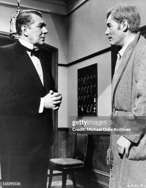 Peter O'Toole is awakened by Sir Michael Redgrave in a scene from the film 'Goodbye Mr. Chips', 1969.