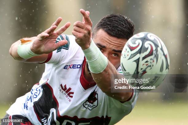 Bryn Hall of North Harbour clears the ball during the round 1 Bunnings NPC match between Waikato and North Harbour at North Harbour Stadium, on...