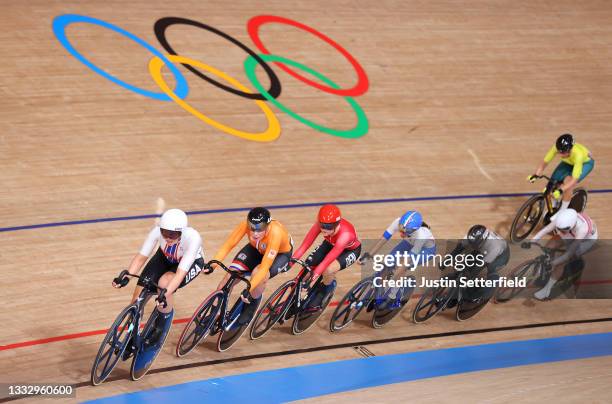 Jennifer Valente of Team United States, Kirsten Wild of Team Netherlands, Amalie Dideriksen of Team Denmark, Elisa Balsamo of Team Italy, Yumi...