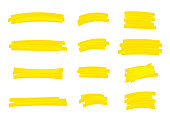 highlight stripes yellow color, banners drawn with markers, yellow highlight stripe marker stroke, hand drawn highlight elements for design, marker stroke bright color