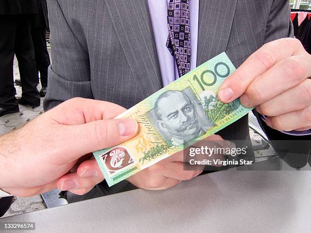one hundred australian dollars - one hundred australian dollar note stock pictures, royalty-free photos & images