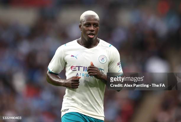 Benjamin Mendy of Manchester City during the FA Community Shield match between Manchester City and Leicester City at Wembley Stadium on August 07,...