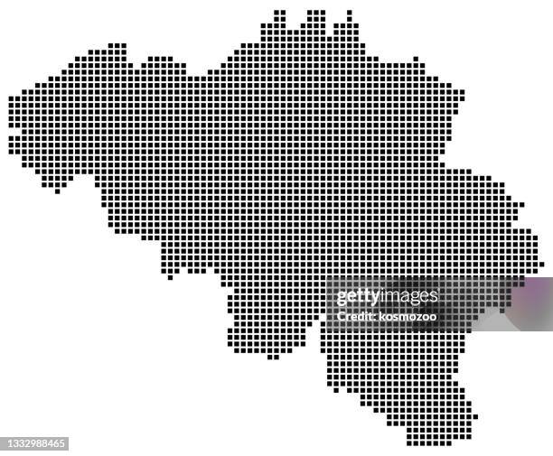 belgium map square dotted style - belgium border stock illustrations